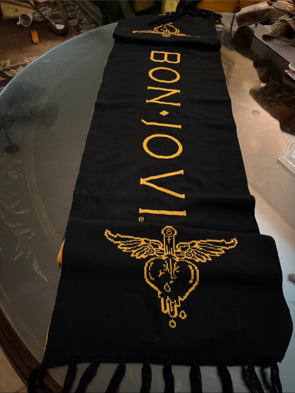 BonJovi Hart and Dagger black and gold official concert merchandise. Gold/ black